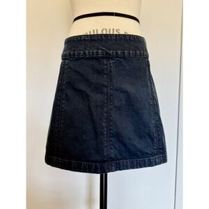 FREE PEOPLE Dark Wash Denim A-Line Mini Skirt Size 6 Preppy Academia
